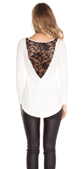 Trendy shirt with lace Cream